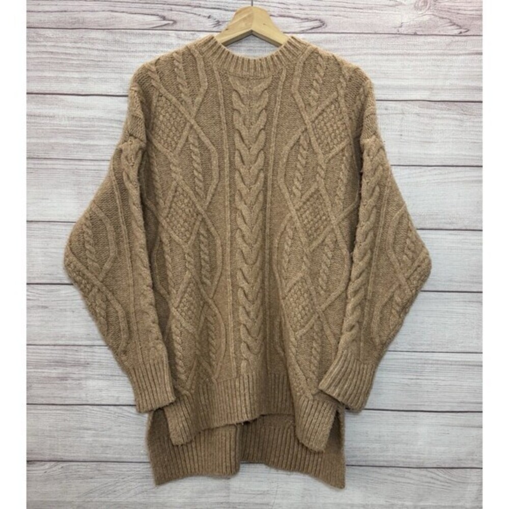 UGG Raelee Tan Wool Blend Cable Knit Sweater Long Sleeve Size SMALL